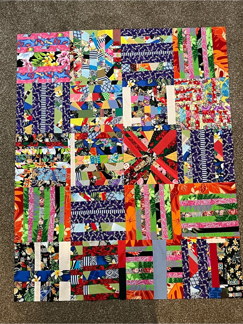 Quilt top unfinished 44.25” x 55. 25”